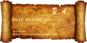 Reif Alfréda névjegykártya